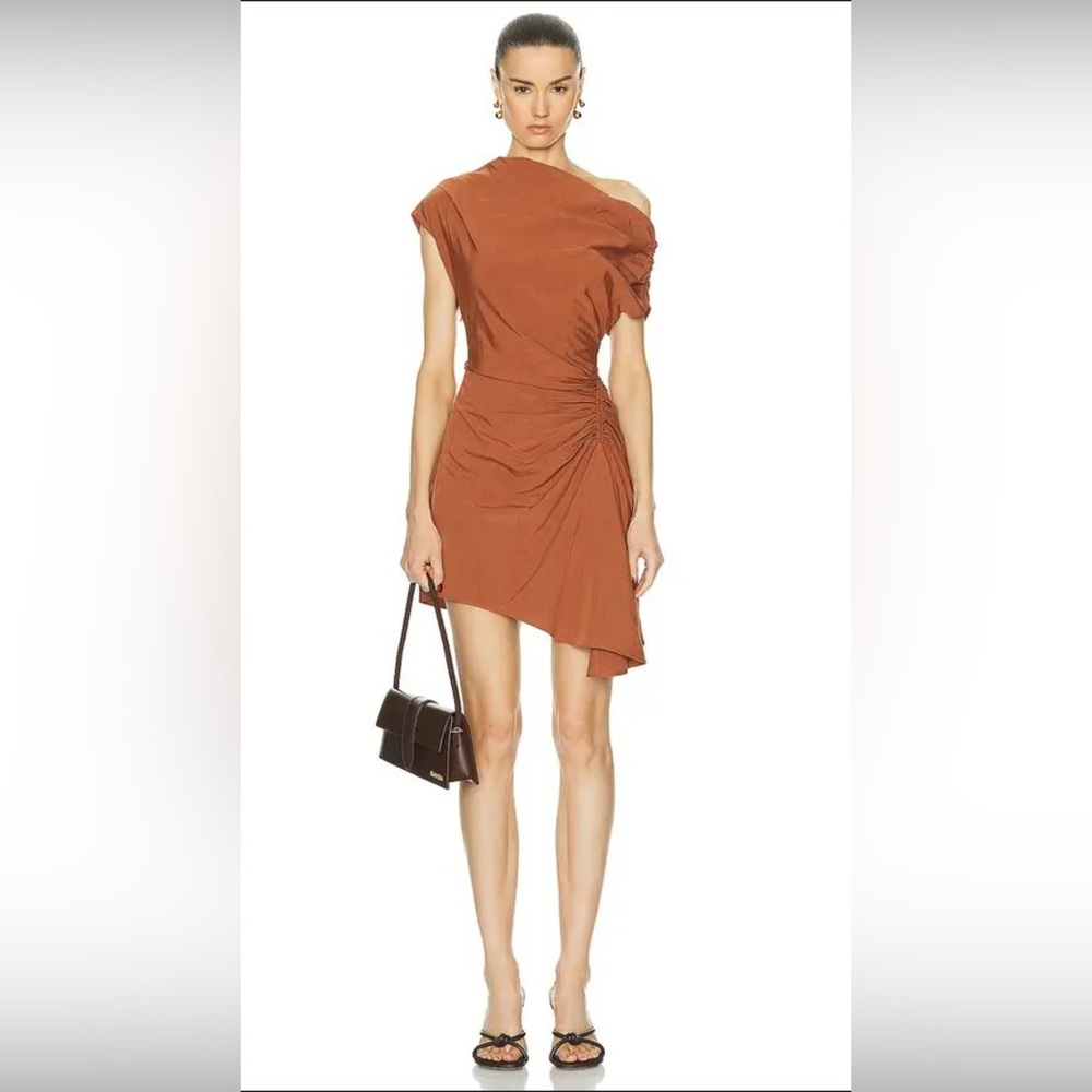 A.L.C. Rust One-Shoulder Mini Dress